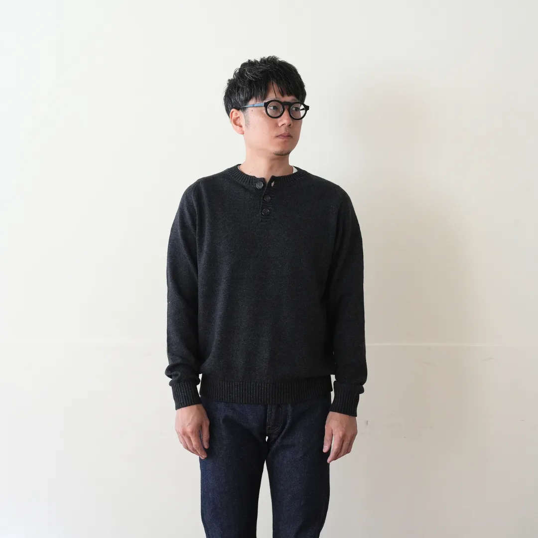 Cotton Wool Mid-gauge Henry neck 着用 FRONT 上半身