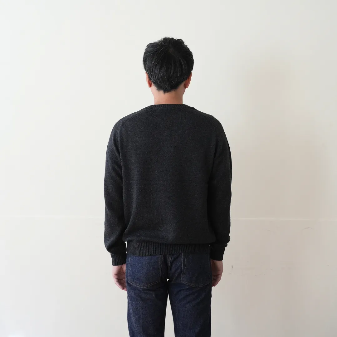 Cotton Wool Mid-gauge Henry neck 着用 BACK 上半身